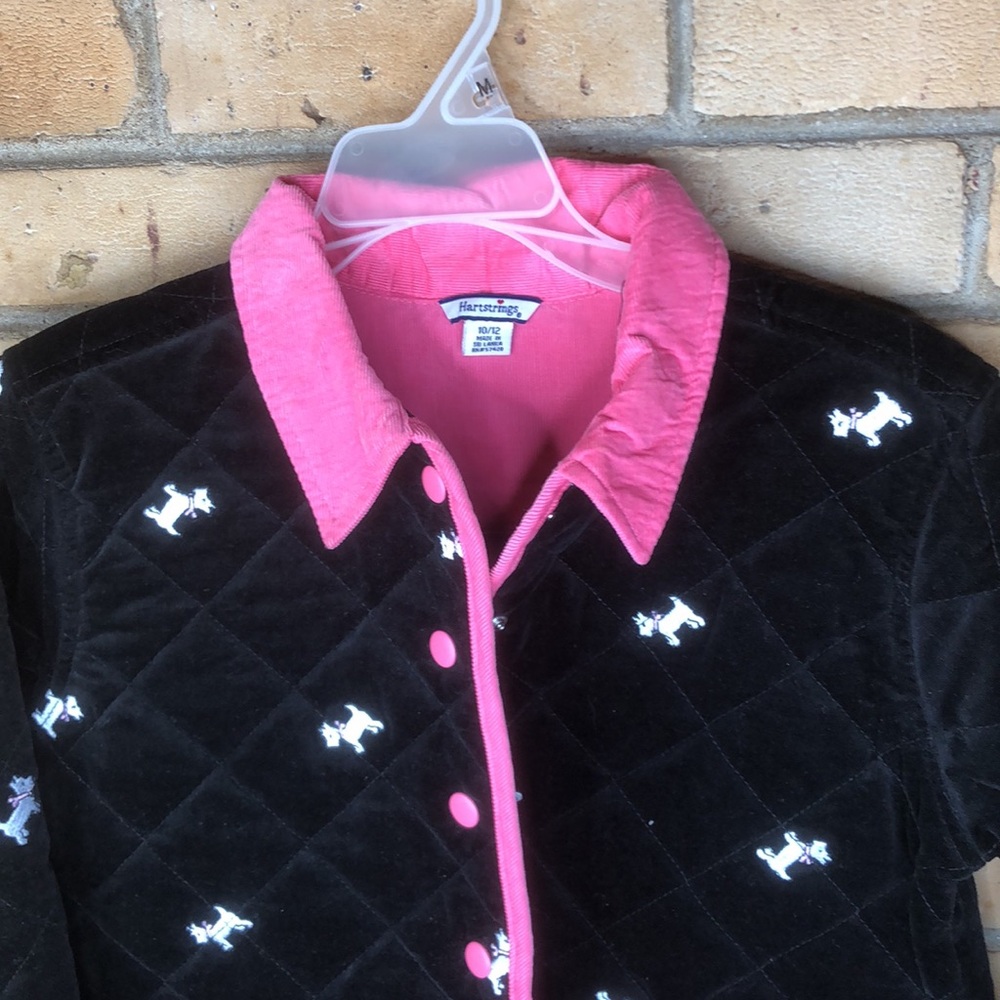 Hartstrings Black/Pink quilted jacket Girls 10-12